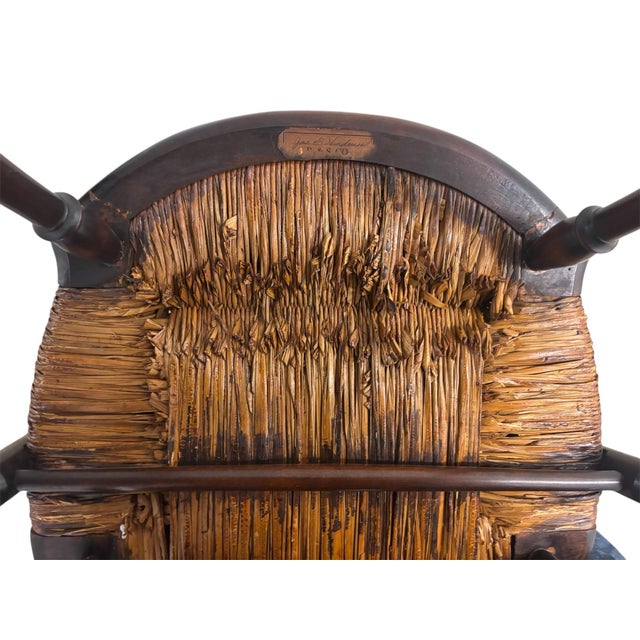 Mid 20th Century B&s Co Windsor Comb Back Arm Chair W/ Rush Woven Seat For Sale In Washington DC - Image 6 of 6