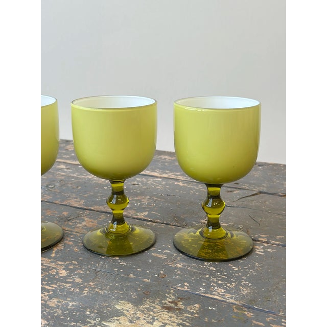 Vintage Citrine Cased Glass Stemware Set of 5 by Carlo Moretti, Circa Mid-20th Century For Sale - Image 11 of 13