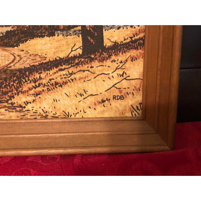 Burnt Orange 1960s Mid-Century Burlap Screen Prints by Richard Batchelder for Kay Dee Handprints - Pair For Sale - Image 8 of 12