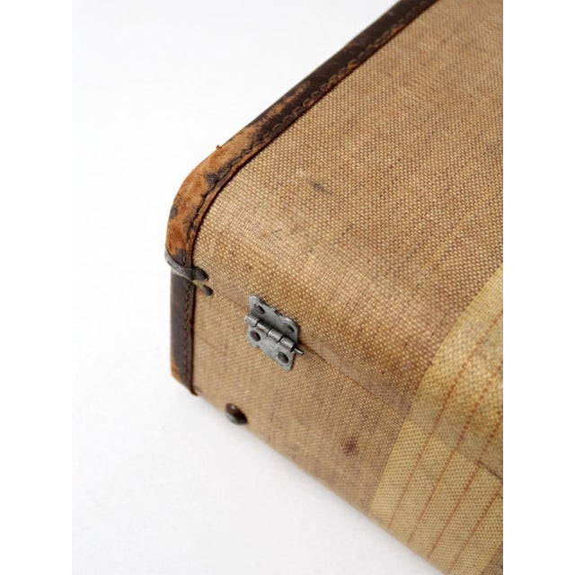 Vintage 1930s Canvas Suitcase For Sale - Image 6 of 11