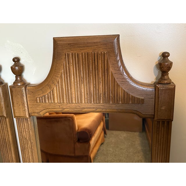 Mid-Century Modern Pair of Vintage Bassett Furniture Staunton Collection Pecan Dresser Mirrors For Sale - Image 3 of 9