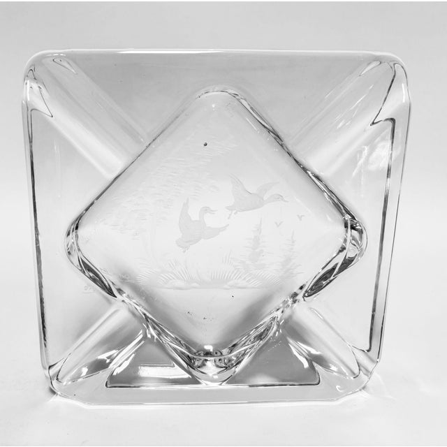 Queen Lace Cut Crystal Ashtray Trinket Dish With Etched Wild Geese, Circa 1970s For Sale - Image 10 of 15
