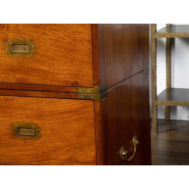 Wood English 1840s Mahogany Campaign Chest with Five Drawers and Brass Hardware For Sale - Image 7 of 12