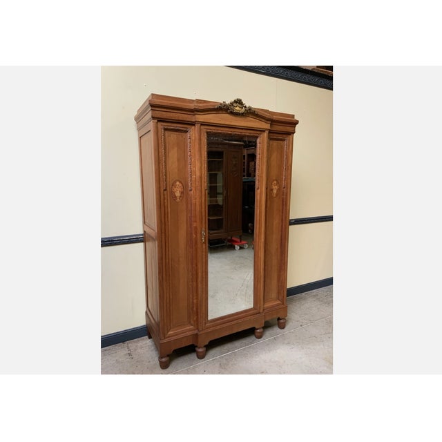 Early 20th Century Antique Art Nouveau Bronze Inlaid Wardrobe, 1910 For Sale - Image 5 of 11