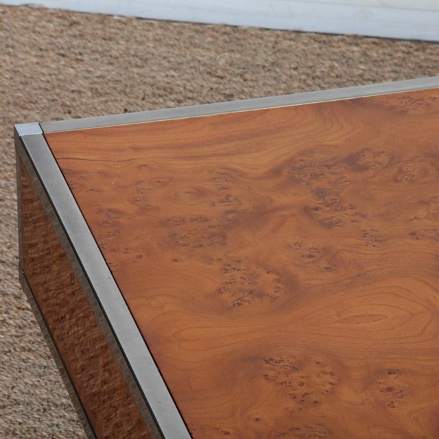 1980s Square Coffee Table in Burl Wood, 1980s For Sale - Image 5 of 7