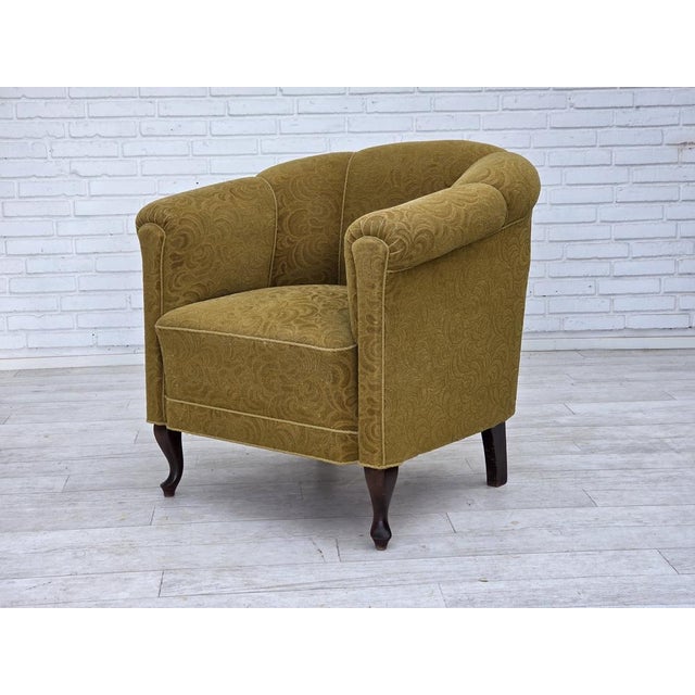 Vintage Danish Relax Chair in Light Green Furniture Wool, 1950s For Sale - Image 14 of 18