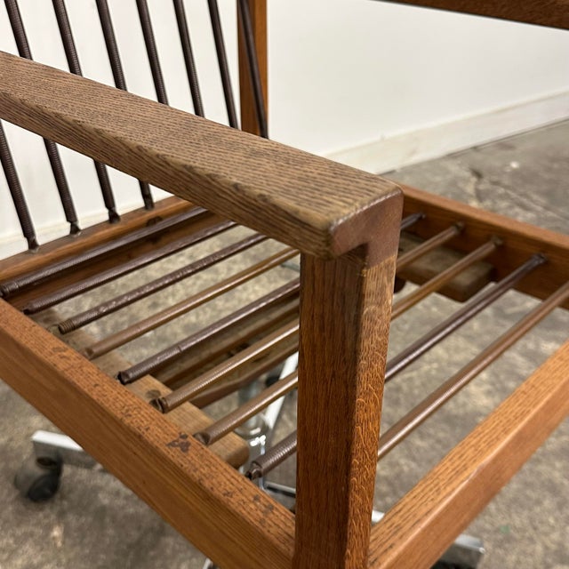 Arden Riddle 1971 Oak Swivel Rocking Mid Century Office Chair on Casters For Sale In Cleveland - Image 6 of 12