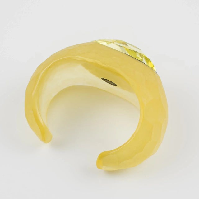Metal Daniel Swarovski Paris Jeweled Lucite Cuff Bracelet For Sale - Image 7 of 12