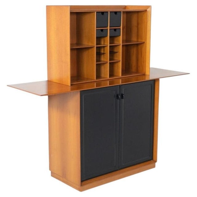 Mid-Century Modern Cabinet in Wood and Leather, Italy, 1970s For Sale - Image 14 of 14