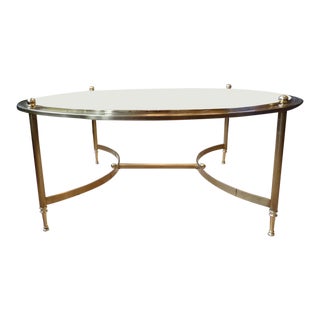 Round, Brass and Glass Coffee Table For Sale