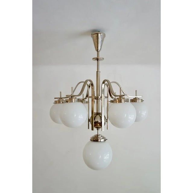 Art Deco Hungarian Chrome Glass Ceiling Lamp, 1930s For Sale - Image 12 of 12