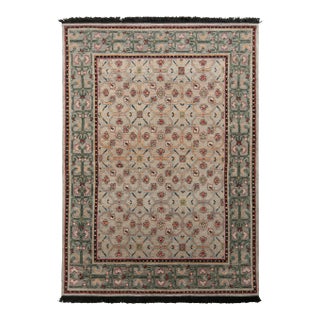 Rug & Kilim’s Transitional Style Rug in Green and Blue All Over Floral Pattern For Sale