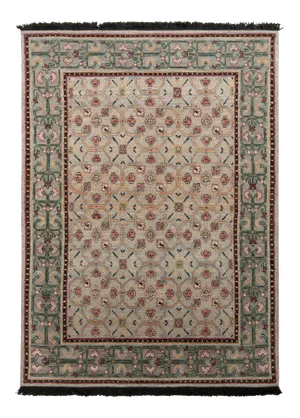 Rug & Kilim’s Transitional Style Rug in Green and Blue All Over Floral Pattern