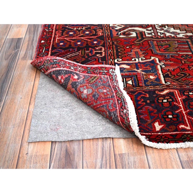 Red 1960 7'10"x11'4" Toreader Red Hand Knotted Cleaned Evenly Worn Vintage Oriental Rug For Sale - Image 8 of 12