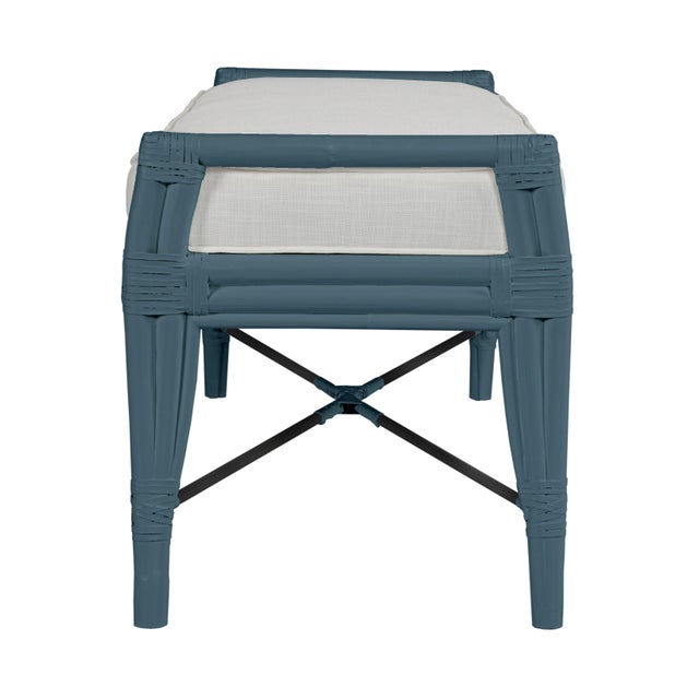 Not Yet Made - Made To Order Malacca Bench - Regatta Blue For Sale - Image 5 of 6