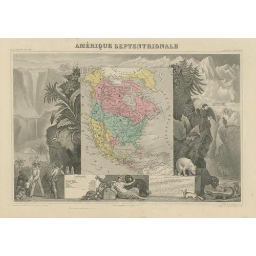 Antique Map of North America with Texas Republic by Levasseur, 1845 For Sale - Image 3 of 11