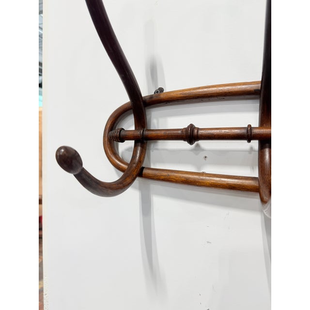 Brown French Faux Bamboo Bentwood Wall Coat Rack, Thonet-Style, Late 19th For Sale - Image 8 of 11