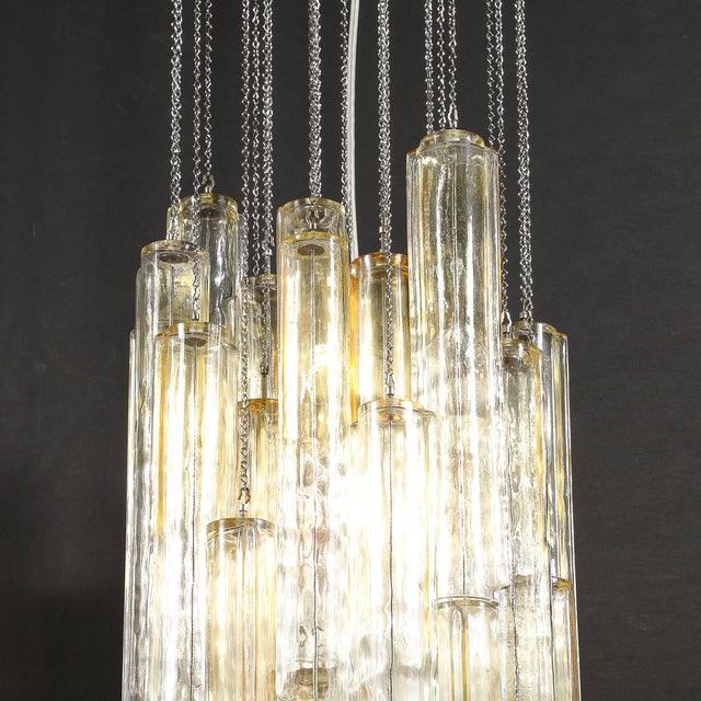 Mid-Century Large Muted Citrine Calza Glass Chandelier Signed Venini For Sale - Image 11 of 18