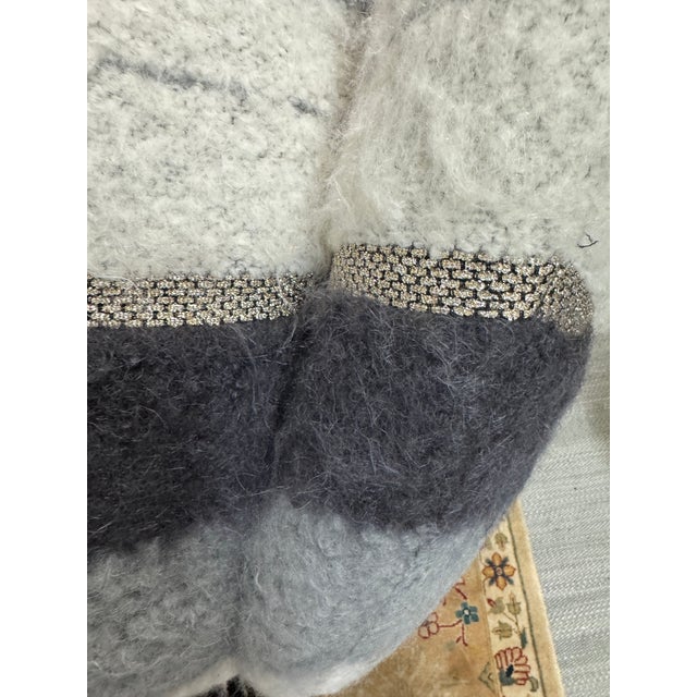 Gray Sheepskin Stripe Swivel Chair For Sale - Image 8 of 12