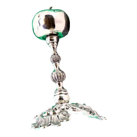 Silver Toothpick Holder with Apple-Shaped Handle For Sale