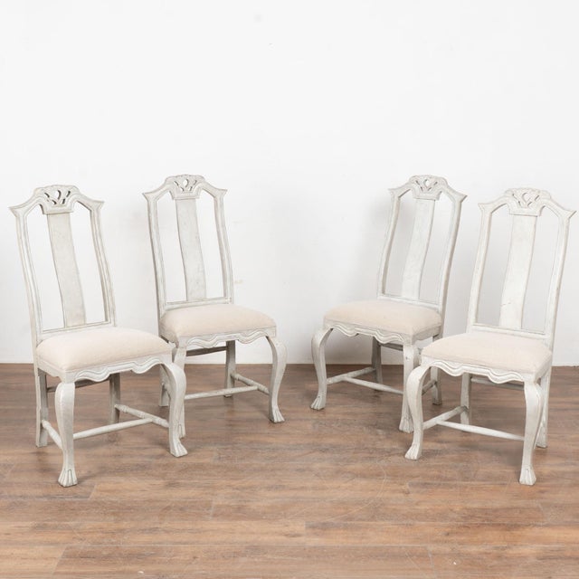 Rococo Early 20th Century Set of 10 Swedish Gray Dining Chairs For Sale - Image 3 of 15