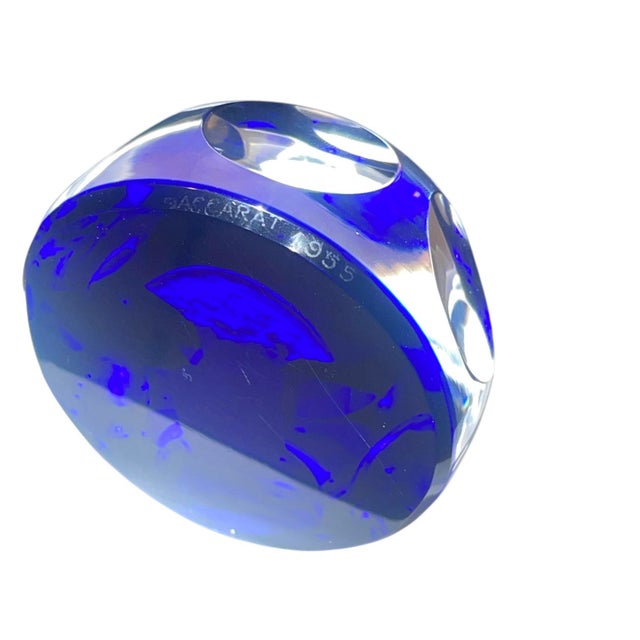Figurative 1955 Baccarat Cobalt Blue Crystal Abraham Lincoln Sulfide Paperweight For Sale - Image 3 of 5