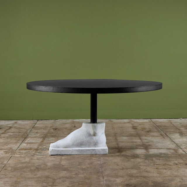 Black Postmodern Pedestal Dining Table with Marble Foot Base For Sale - Image 8 of 12