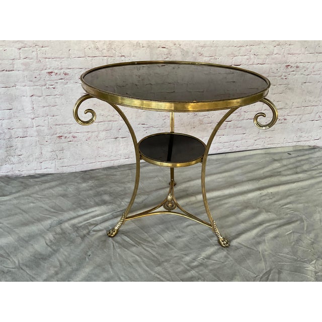 Louis XVI Style Neoclassic Gilt Bronze Black Marble Top Gueridon For Sale - Image 4 of 14