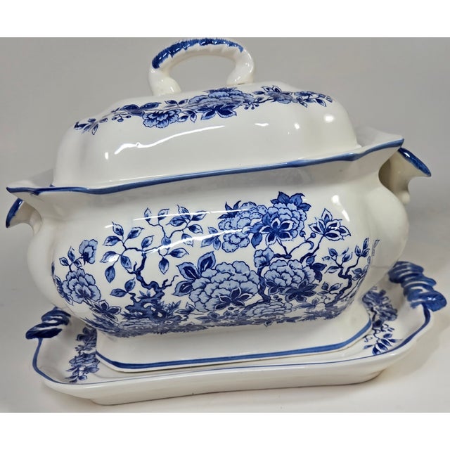 Blue Delft Style Tureen and Platter- Set of Two For Sale - Image 11 of 16