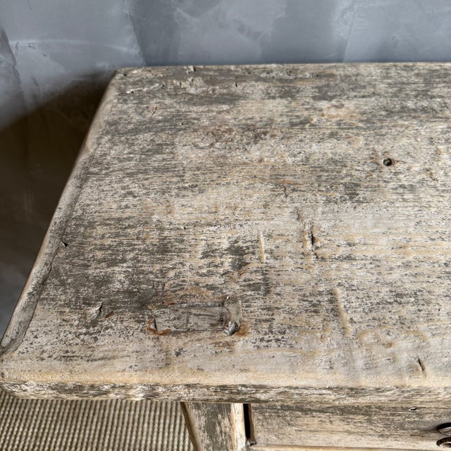 Vintage Elm Wood Console With 4 Drawers For Sale - Image 10 of 13