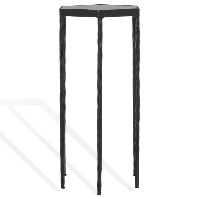 Metal Galvin Marble Top Drink Table in Black with Black Marble Top For Sale - Image 7 of 8