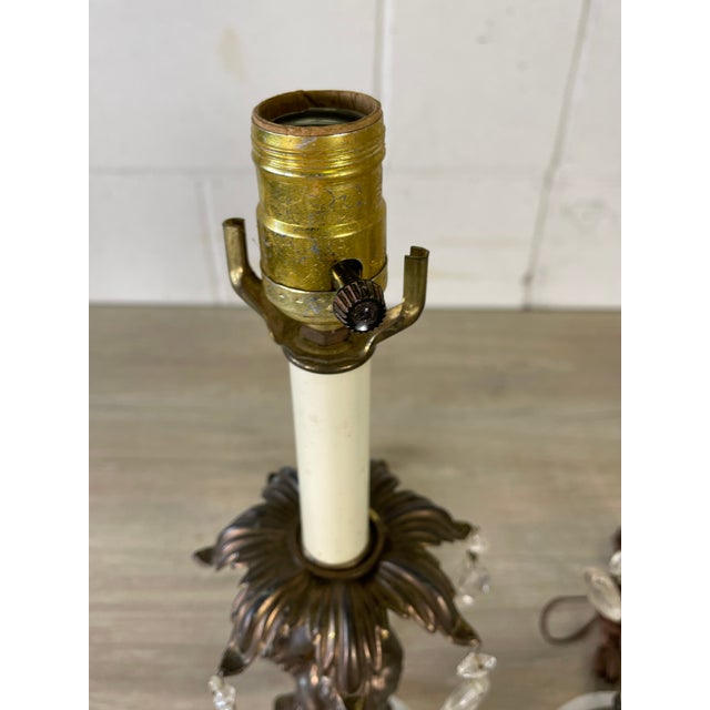 Brown Vintage 1950s Metal Cherub Table Lamps, Pair For Sale - Image 8 of 9