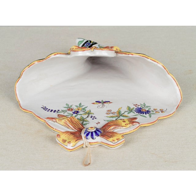 Orange French Desvres Faience Wall Pocket For Sale - Image 8 of 9
