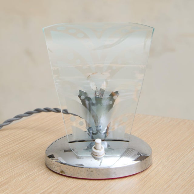 Petite Italian Chrome + Murano Glass Table Lamp, 1950s - 2 Available For Sale - Image 9 of 12