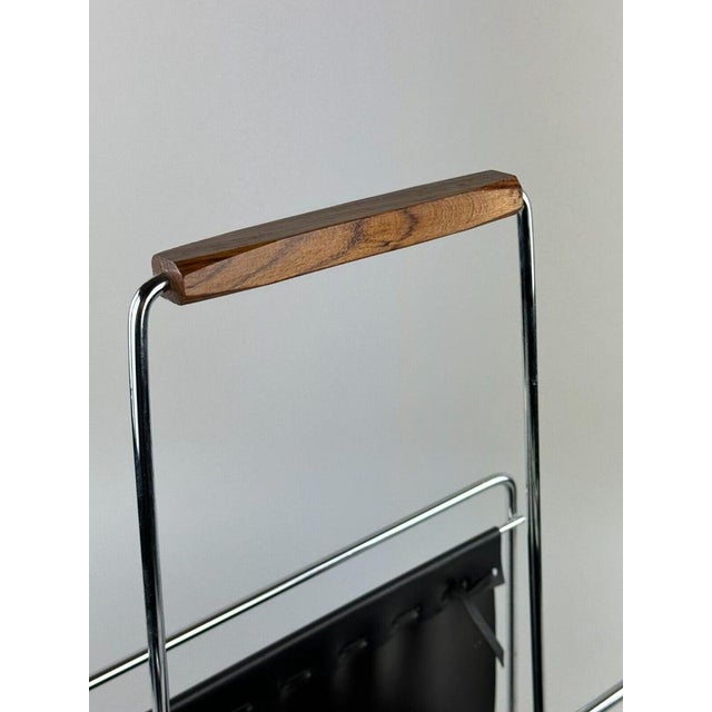 Mid-Century Newspaper Stand in Metal and Teak, 1970s For Sale - Image 11 of 15