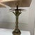 Madison Jansen style pair of lamps with distressed multi-toned patina with textured shades