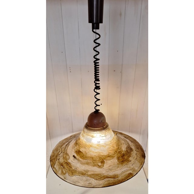 Vintage Height-Adjustable Ceiling Lamp with Plastic Shade from Cristallux, 1980s For Sale - Image 3 of 9