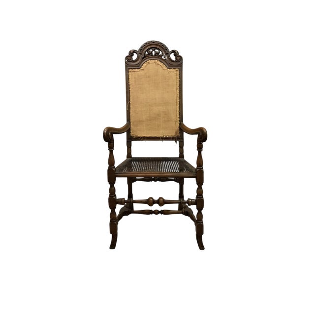 Pair of Early 20th Century European High-Back Armchairs With Cane Seats, 54"h For Sale - Image 4 of 8