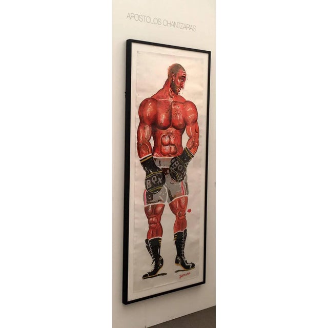 This amazing painting on paper includes a beautiful custom hardwood frame (dark walnut) with all archival materials. The...