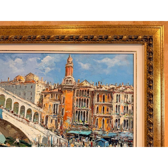 Original Ciro Canzanella Oil Painting "Ponte Di Rialto" 42x57 For Sale - Image 11 of 16