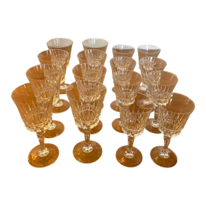 Vintage French Crystal Glasses From Cristal d'Arques Villeneuve Pattern- Set of 16