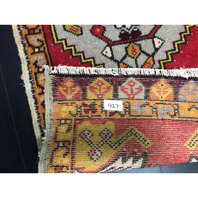1960s Vintage Turkish Handmade Red Small Rug For Sale - Image 5 of 6