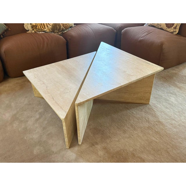1970s Vintage Two Part Travertine Modular Coffee Table Attributed to Up & Up, Circa 1970s For Sale - Image 5 of 7