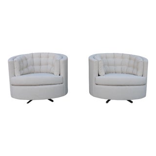Milo Baughman Style Swivel Chairs - A Pair For Sale