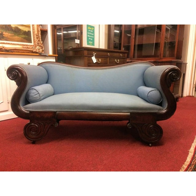Early 19th Century Antique Empire Settee, Mahogany Frame Settee For Sale - Image 5 of 6