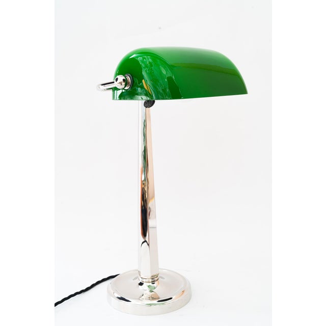 Art Deco Nickel-Plated Banker Table Lamp, Vienna, Austria, 1920s For Sale - Image 9 of 18