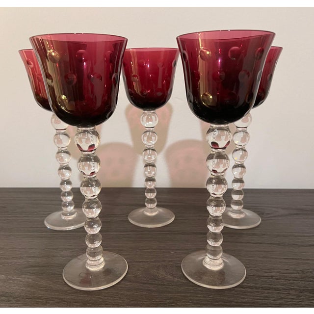 Art Deco 1990s St. Louis Amethyst Hock Wine Glass — Bubbles Collection For Sale - Image 3 of 5