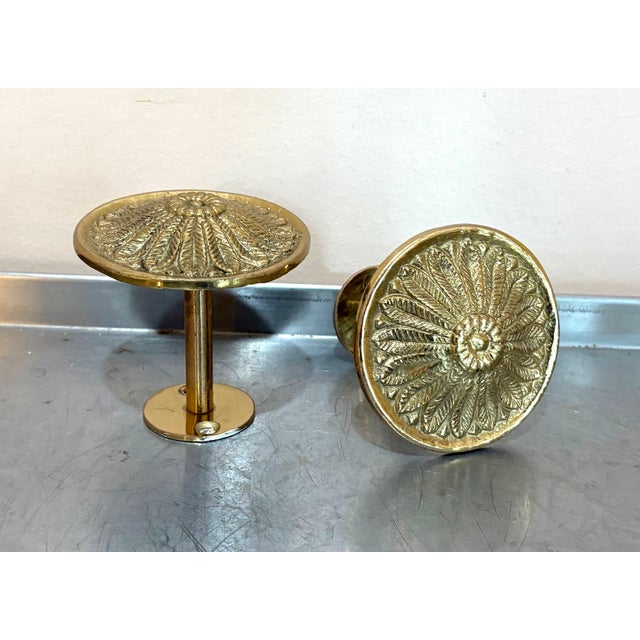1990s Brass Flower Door Knobs Set of 2 For Sale - Image 5 of 5