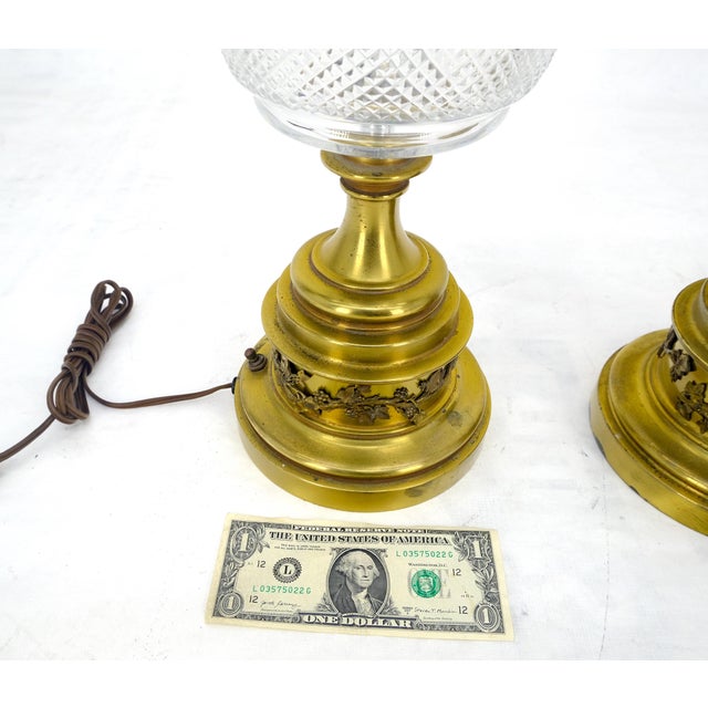 Pair of Cut Crystal & Brass Vase Shape Table Lamps c1970s For Sale - Image 15 of 17