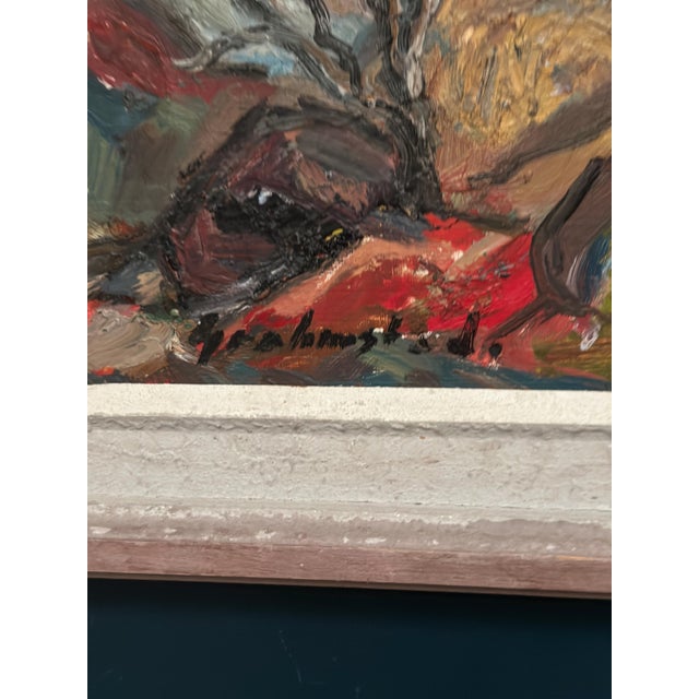 Nils Grahmstad, Cottage with a Red Roof, 1960s, Oil on Canvas For Sale - Image 8 of 18